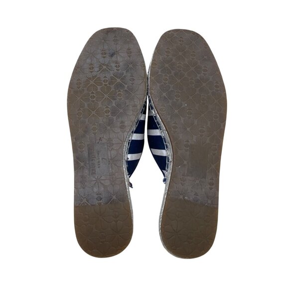 Kate Spade  Navy & White Stripes & Yellow Daisy Espadrille Solero Mules Sz 7B - Picture 6 of 7